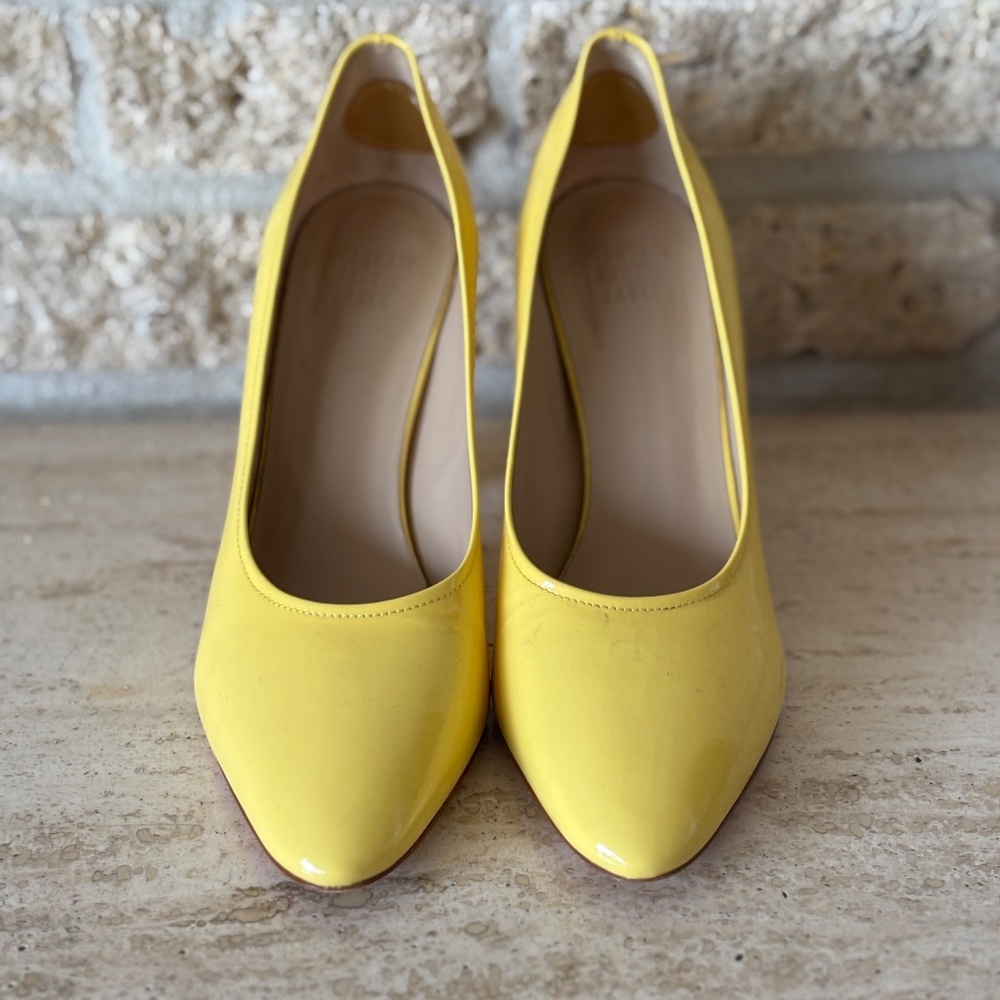Maryam Nassir Zadeh Patent Yellow High Heels Pumps Size 7.5 MNZ Bertrand - Picture 8 of 10